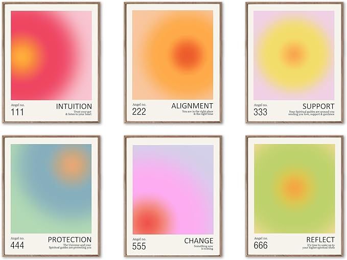 YIXIHOMPT Positive Aura Wall Art Prints Sets of 6 Spiritual Poster Gradient Colorful Canvas Print... | Amazon (US)