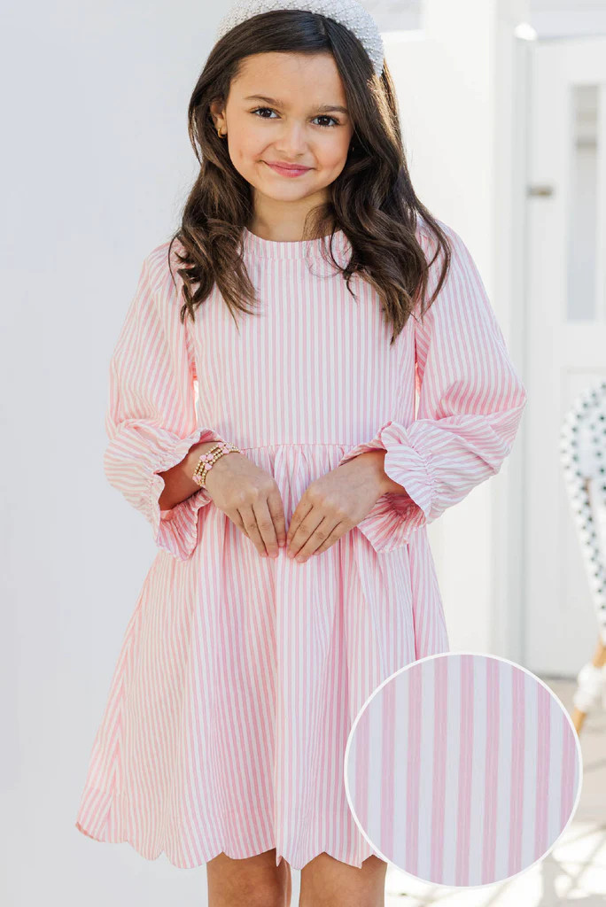Girls: Come On Over Pink Striped Dress | The Mint Julep Boutique
