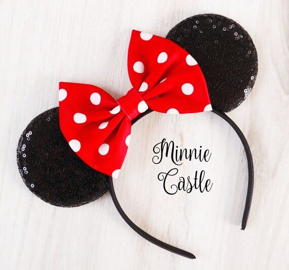 Minnie mouse ears, polka dot Minnie ears, Polka dot Minnie mouse Disney ears, Mickey mouse ears h... | Etsy (US)