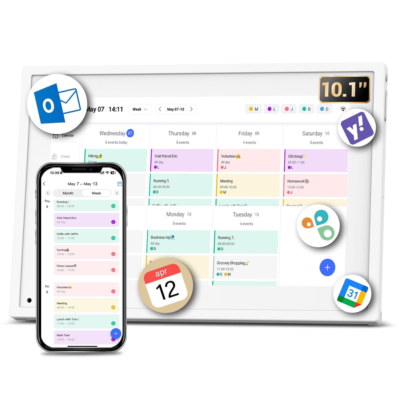 BSIMB 10.1 Inch Digital Calendar Wall Touch Screen Chore Chart, Electronic Smart Calendar Digital... | Amazon (US)