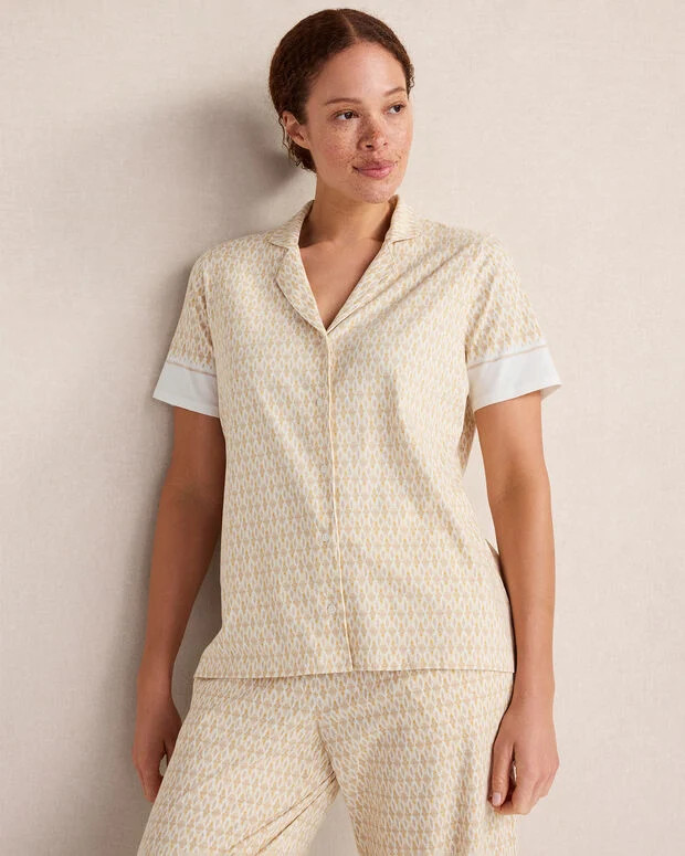 Organic Cotton Jersey Ikat Foulard Pajama Top | Talbots