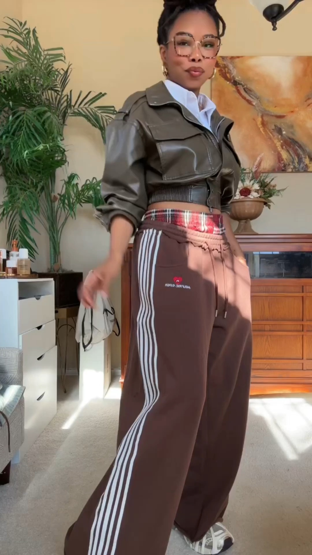 The brown and red colorway can only be found on TikTok, but I did link other colors.  I liiivvee in my Aelfric Eden sweatpants ♥️.  I love dressing up a casual look so I paired them with a cute button up top and vegan leather jacket ♥️. 
I recently found these azalea wang sneakers which I love. True to size and comfortable. 

#LTKootd #LTKgrwm #LTKPetite