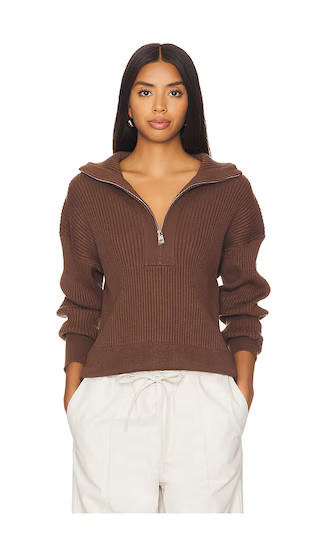 Janie Half Zip Knit Sweater in Chestnut | Revolve Clothing (Global)