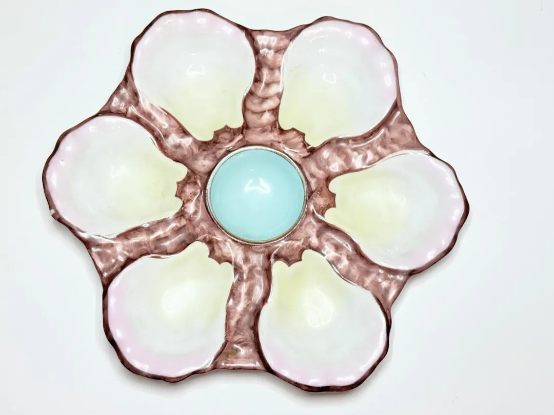 Antique French Oyster Plate With Blush Tones, Floral Form, 8.8" A717 - Etsy | Etsy (US)