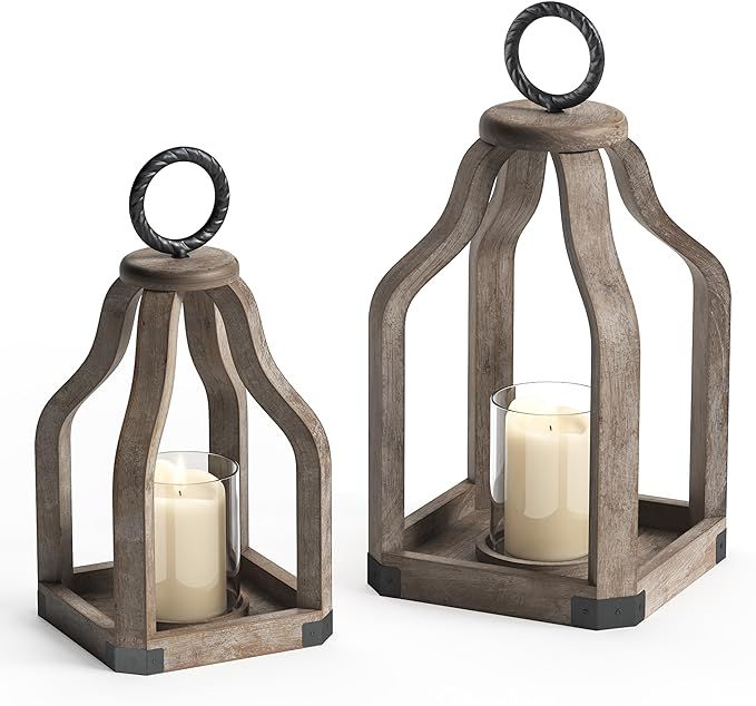 Barnyard Designs Wood Lantern Decor, Rustic Decor Candle Lantern, Outdoor Lanterns Farmhouse Cand... | Amazon (US)