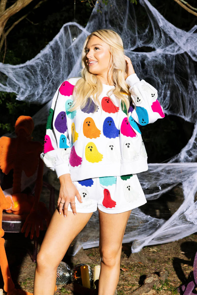 White Rainbow Fuzzy Ghost Short | Queen of Sparkles