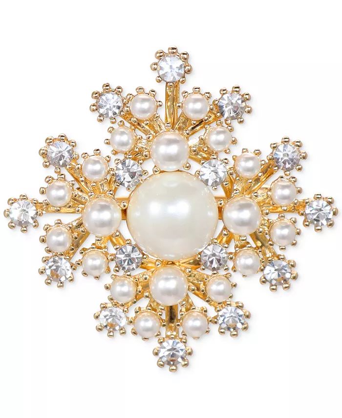 Charter Club Gold-Tone Crystal & Imitation Pearl Cluster Pin, Created for Macy's & Reviews - All ... | Macys (US)