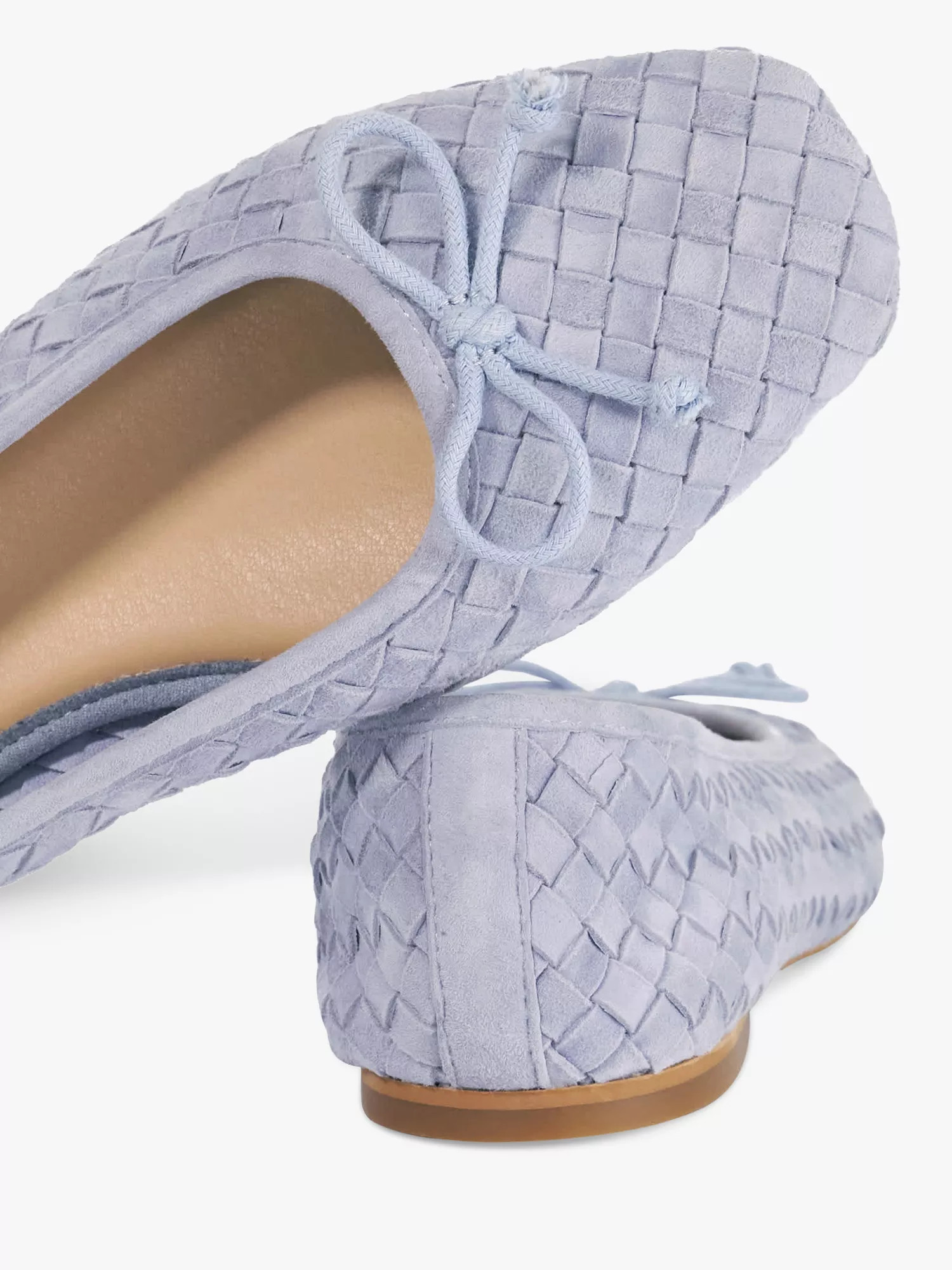 Heat Woven Suede Bow Detail Ballet Pumps, Blue | John Lewis (UK)