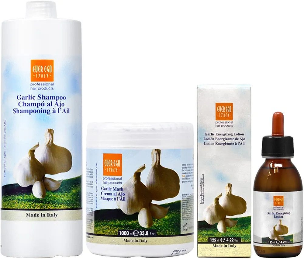 Ever Ego Garlic (33.8oz Each) Shampoo, Mask and Garlic Lotion 4.25oz Set | Amazon (US)