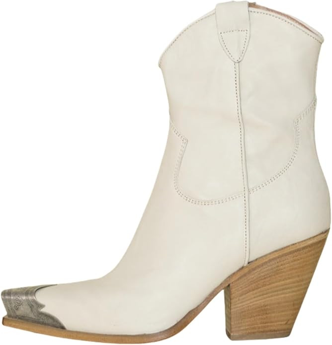 keleimusi Women's Western Cowgirl Ankle Boots Stacked Block Heel Cowboy Booties Steel Toe Heeled ... | Amazon (US)