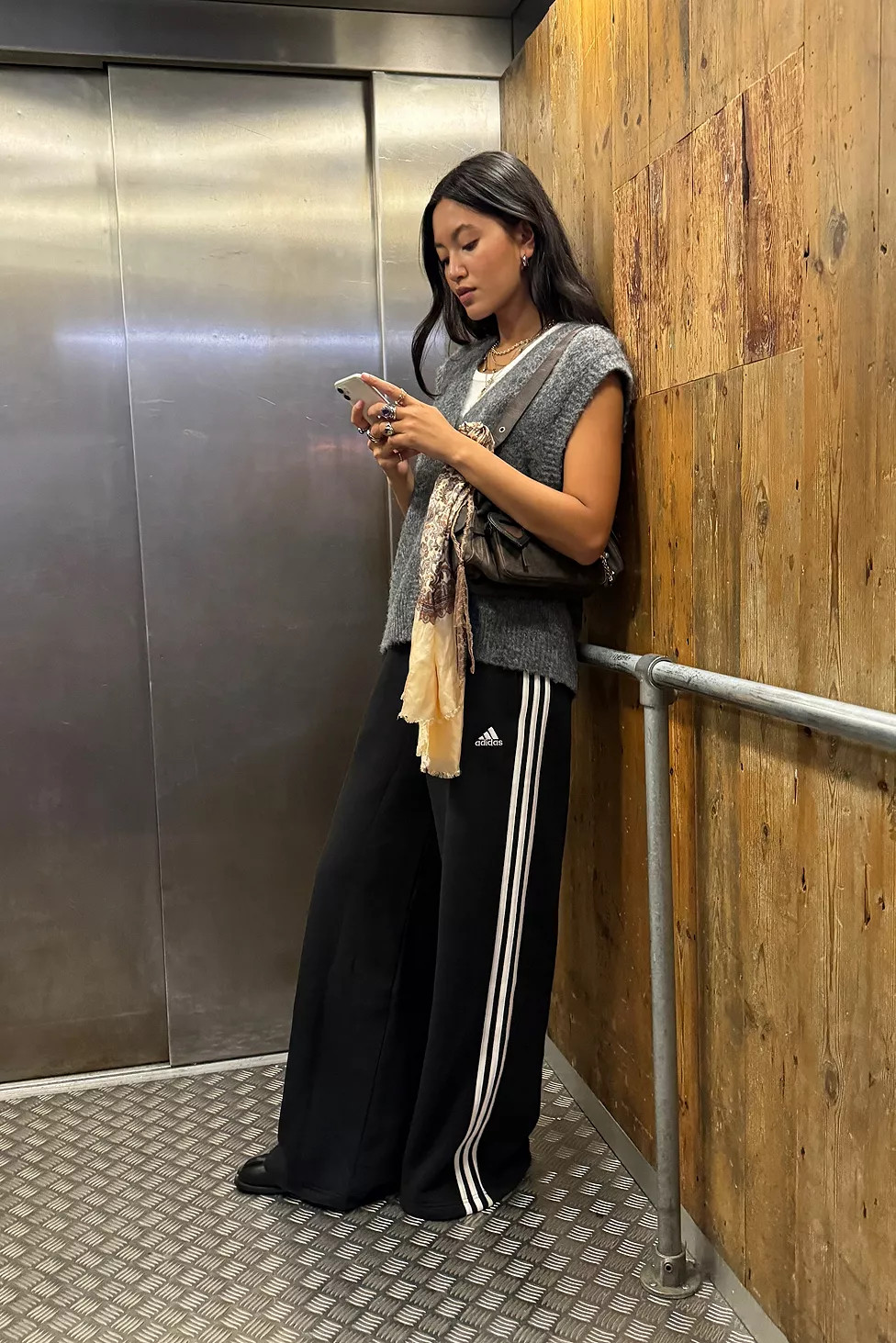 adidas Black 3-Stripes Wide Leg Track Pants | Urban Outfitters (EU)