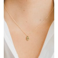 14K Gold Small Diamond Hamsa Necklace | Etsy (US)