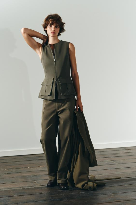 STRETCH COTTON POCKET TOP | Zara US