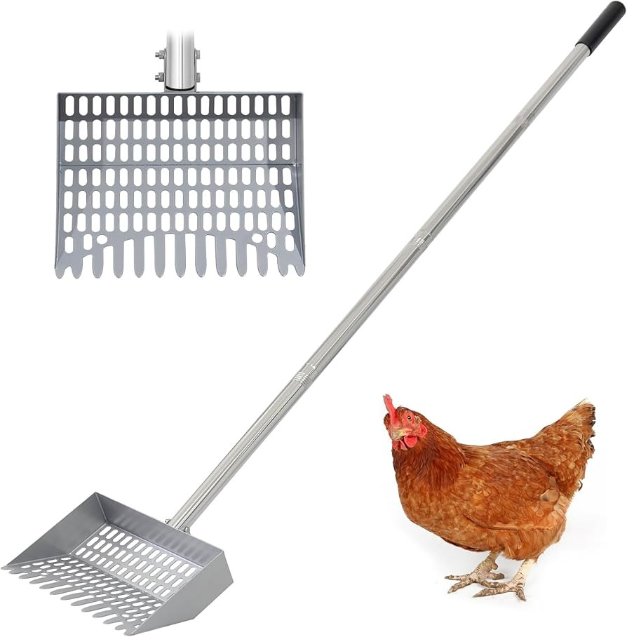 Chicken Poop Scooper Sturdy Spring Steel Chicken Poop Shovel Heavy Duty 38 to 66" Adjustable Sift... | Amazon (US)