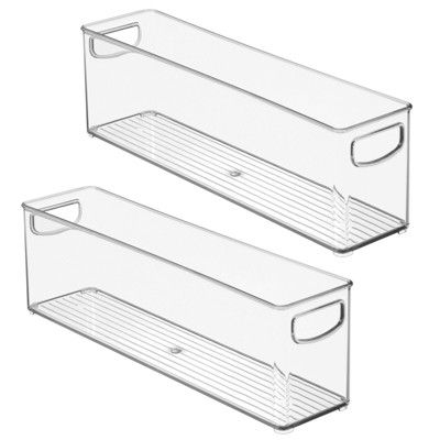 mDesign Plastic Kitchen Pantry Cabinet Food Storage with Handles, 2 Pack - Clear | Target