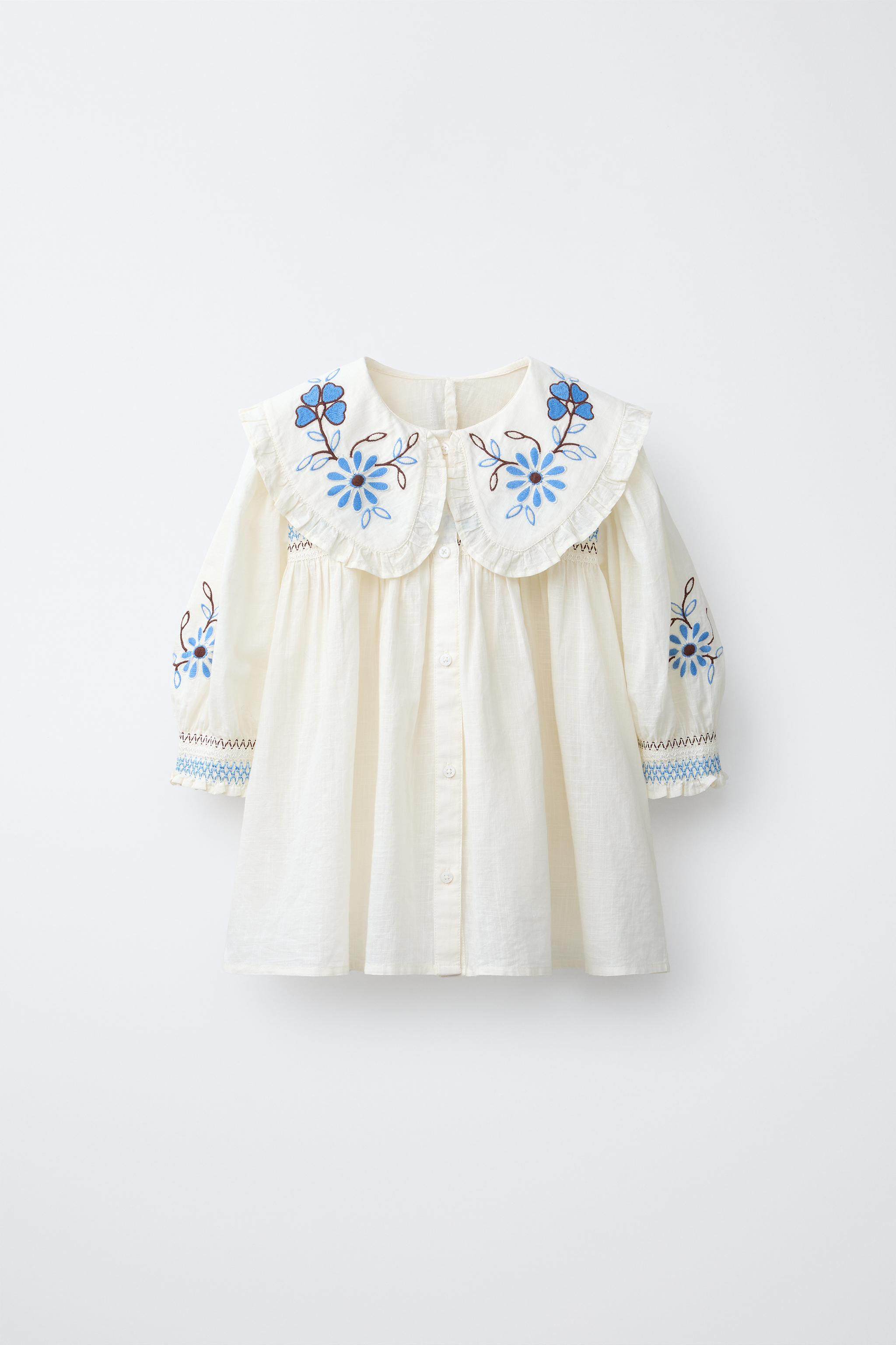 EMBROIDERED FLORAL PETER PAN COLLAR SHIRT | Zara US