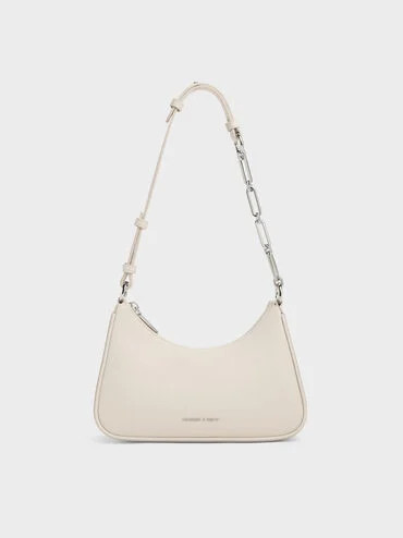 Lane Chain-Link Shoulder Bag
    
         - Shell Grey | Charles & Keith AU