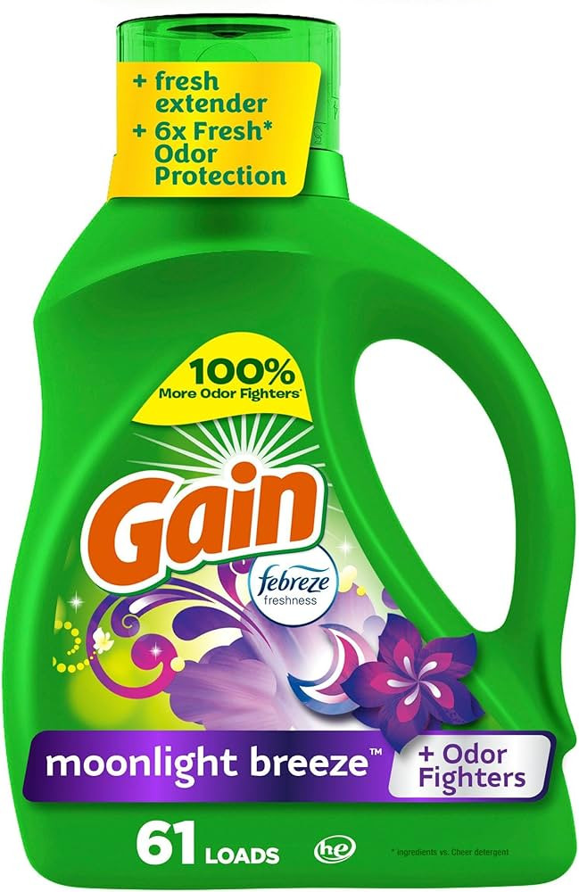 Gain Moonlight Breeze HE Deep Cleaning Concentrated Liquid Laundry Detergent, 61 Loads, 88 fl oz | Amazon (US)