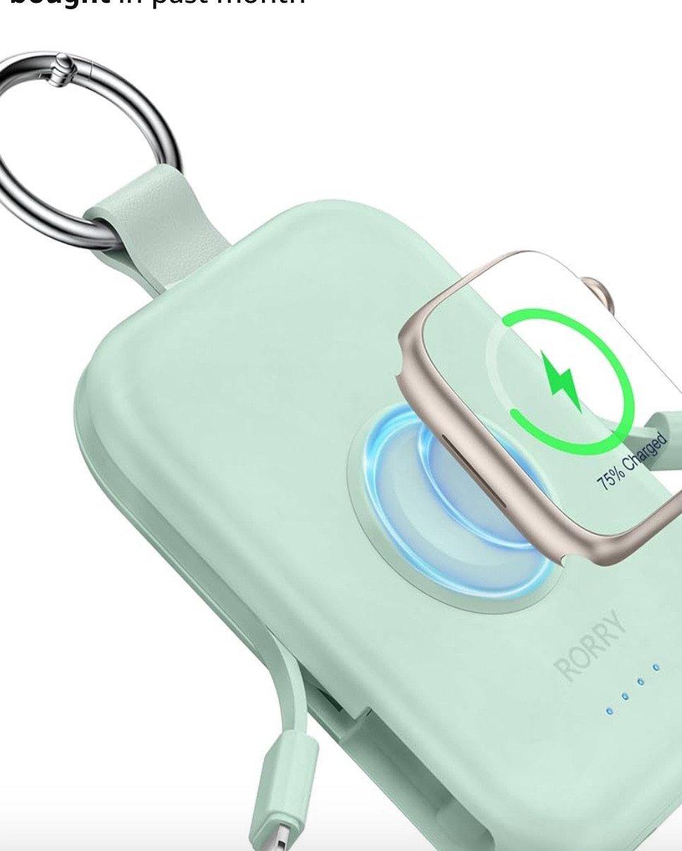RORRY Portable Charger, 5000mAh Portable Charger Power Bank with Built-in Cables, Travel Keychain Battery Pack for Apple Watch Ultra 2/10/9/8/Ultra/7/6/SE/5, iPhone 16/15/14/13/12, 

#LTKFindsUnder100 #LTKFindsUnder50 #LTKTravel