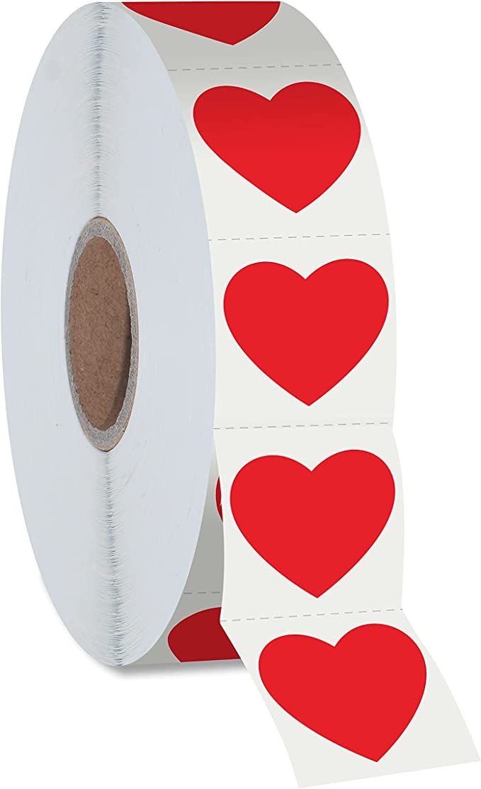 1200 PCS Red Heart Shaped Sticker Labels with Perforation Line in Roll, Use for Valentine's Day, ... | Amazon (US)