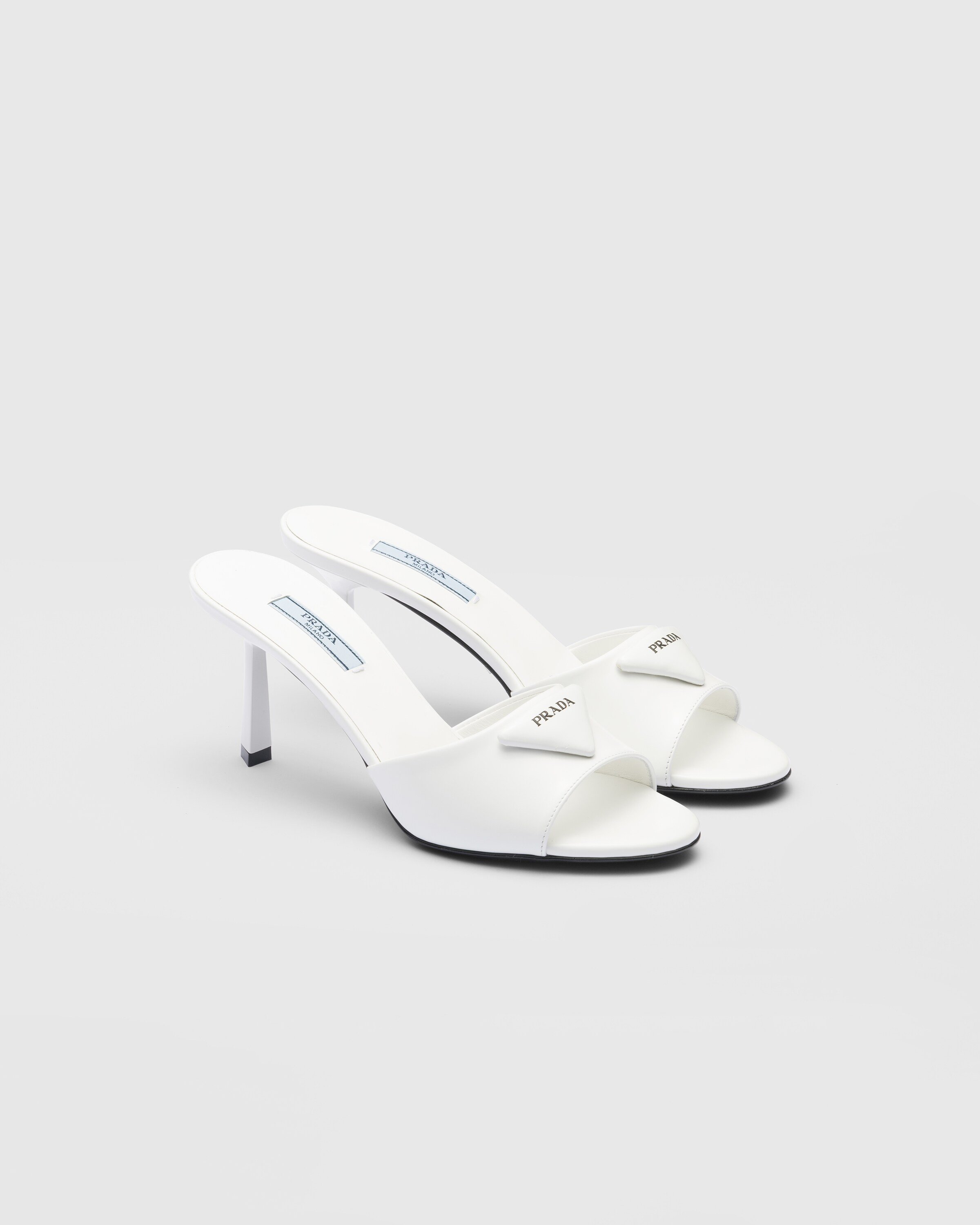 Brushed leather sandals | Prada US