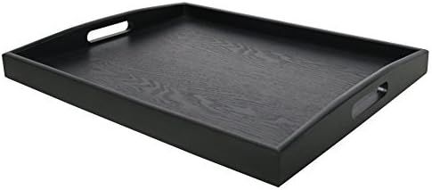DILLMAN Serving Tray Large Black Wood Rectangle Food Tray Butler Tray Breakfast Tray with Handles... | Amazon (US)