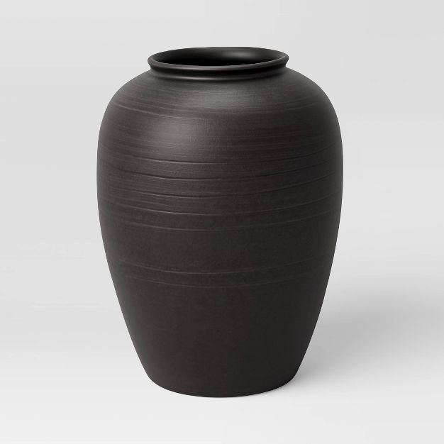 12" x 9.5" Rustic Earthenware Vase Charcoal - Threshold™ | Target