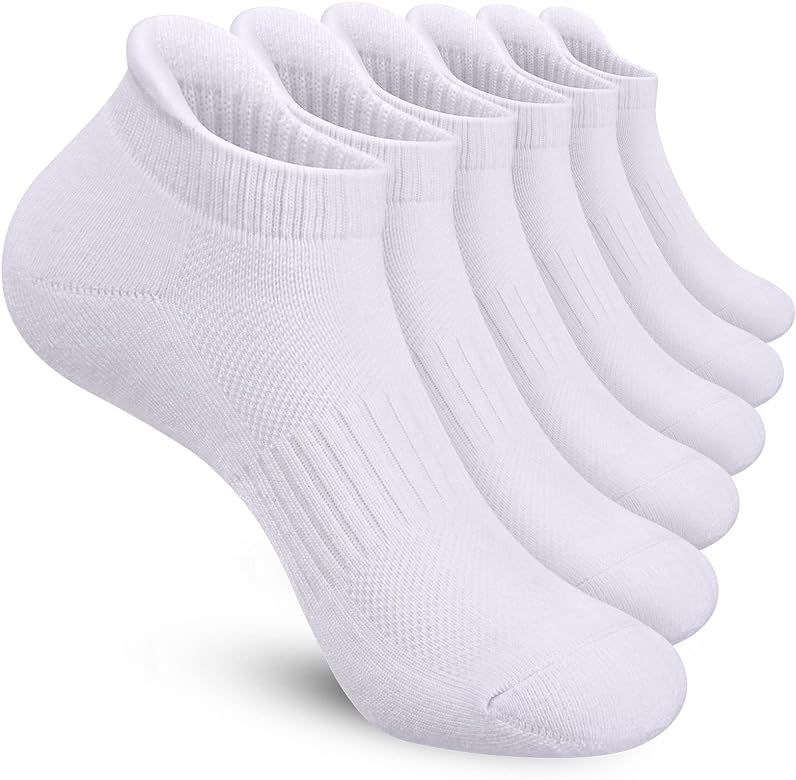 Felicigeely Ankle Athletic Running Socks Low Cut Sports Socks Breathable Cushioned Tab Socks for Men Women 6 Pairs | Amazon (US)