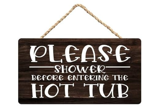 Rustic Please Shower Before Entering The Hot Tub (2) Wood Decor Sign, Farmhouse Printed Wood Sign... | Amazon (CA)
