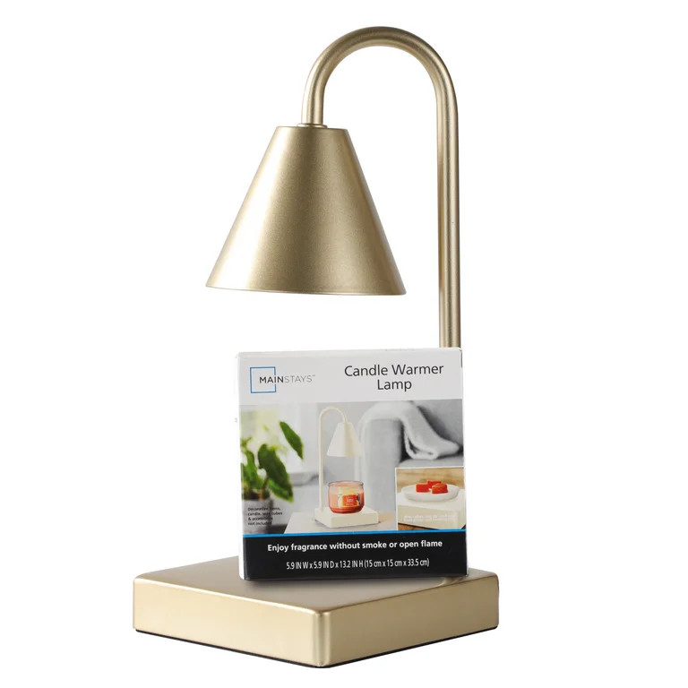 Mainstays Candle Warmer Lamp, Wax Candle Warmer for Home Fragrance, Gold | Walmart (US)