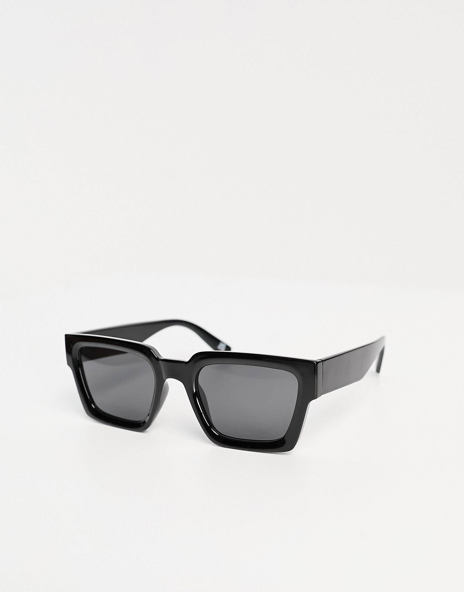 ASOS DESIGN square sunglasses with bevel frame in black | ASOS | ASOS (Global)