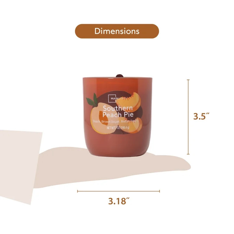 Mainstays Southern Peach Pie Jar Candle, 1 Wick, 7 oz | Walmart (US)