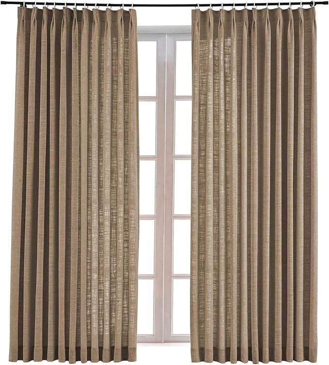 TWOPAGES 52 W x 96 L inch Pinch Pleat Unlined Darkening Drape Faux Linen Curtain Drapery Panel fo... | Amazon (US)