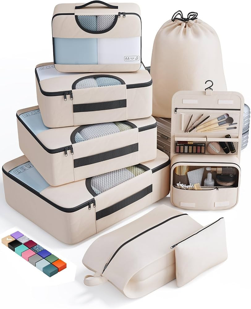 Veken 8 Set Packing Cubes for Suitcases, Luggage Organizer Bags Set for Carry on, Travel Gifts fo... | Amazon (US)