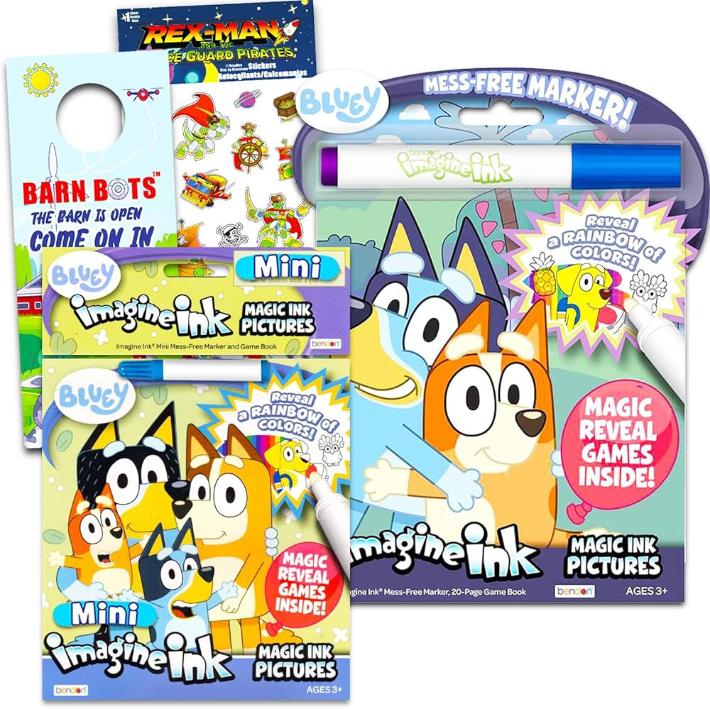 Disney Bluey Magic Ink Coloring Book Set Kids Toddlers - Bundle with 2 Bluey Imagine Ink Coloring... | Amazon (US)