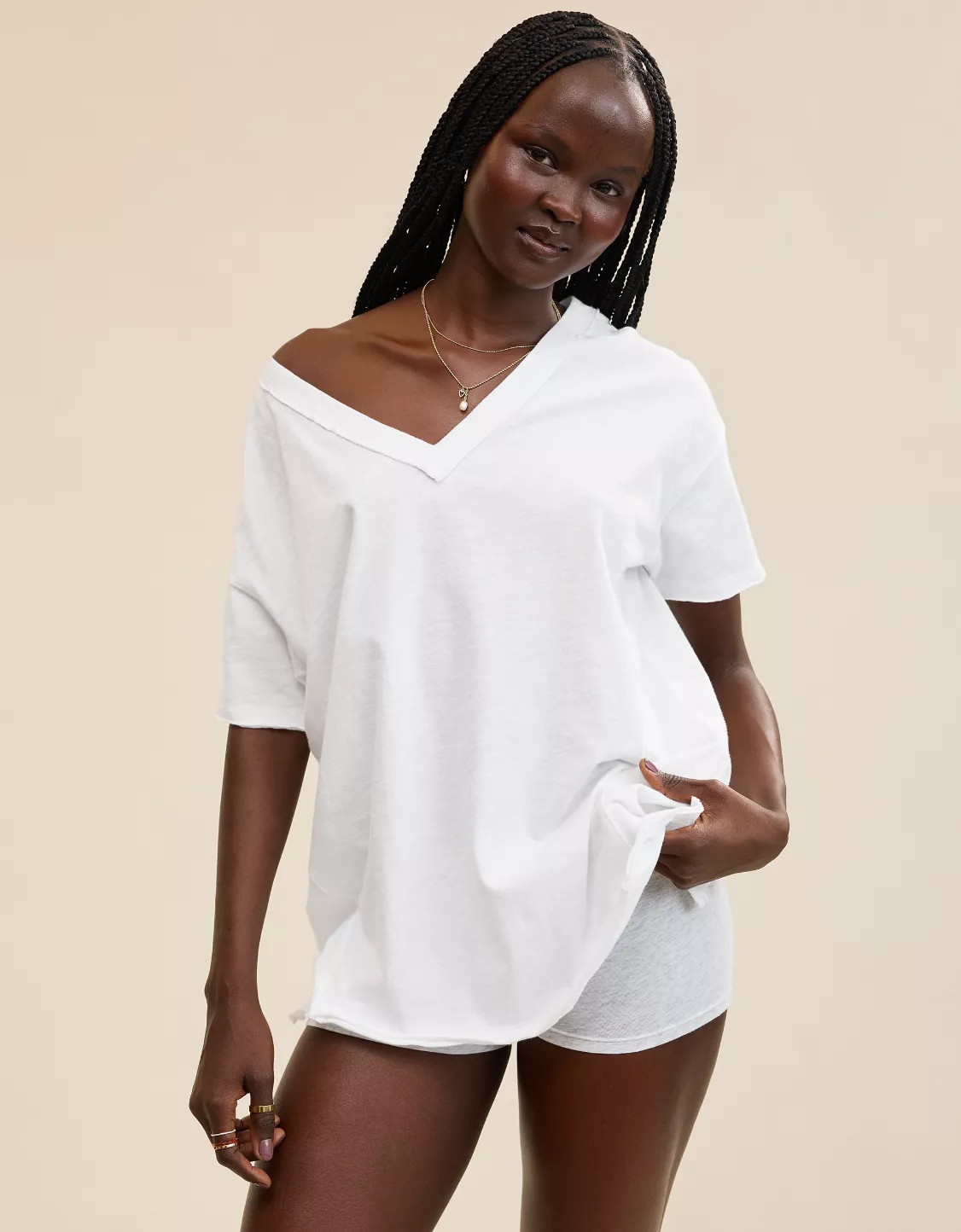 Aerie Oversized V-Neck Boyfriend T-Shirt | Aerie