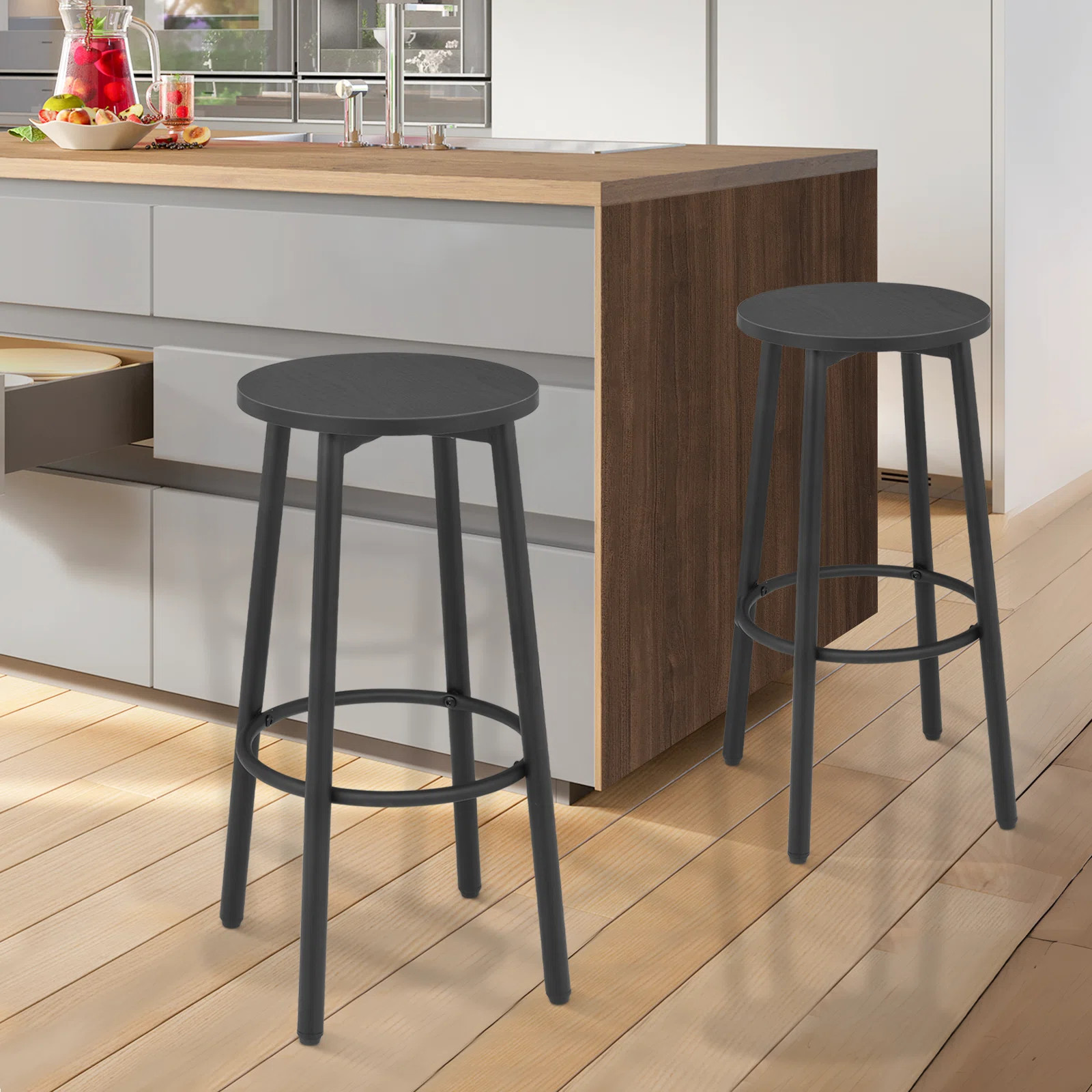 Round Kitchen Backless Bar Stool With Footrest | Wayfair North America