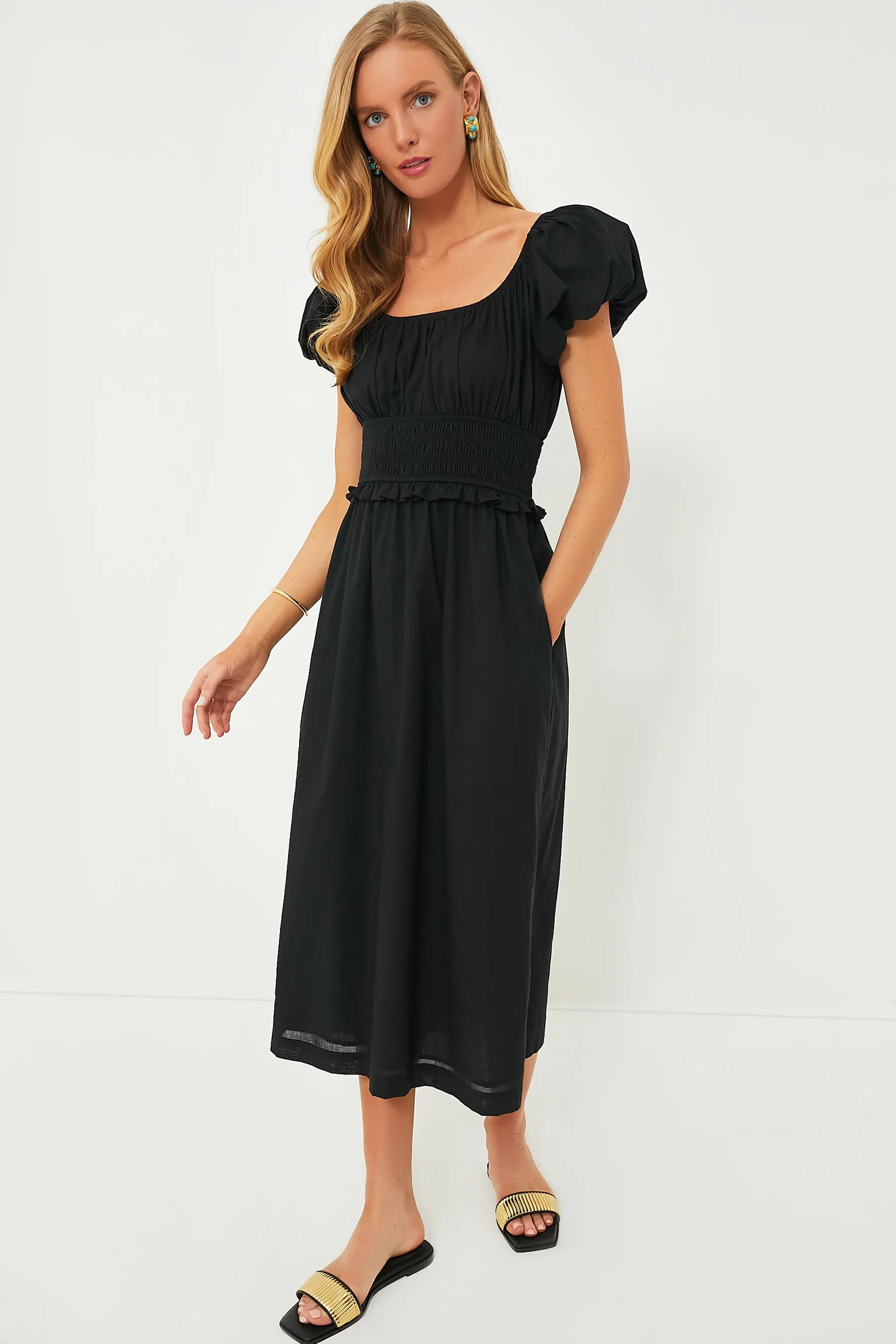 Black Puff Sleeve Flynn Dress | Tuckernuck (US)