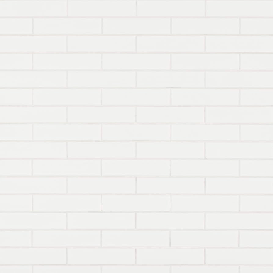 Metro White 2 in. x 8 in. Glossy Ceramic Wall Tile for Bathroom, Kitchen Backsplash, Accent Wall ... | Amazon (US)