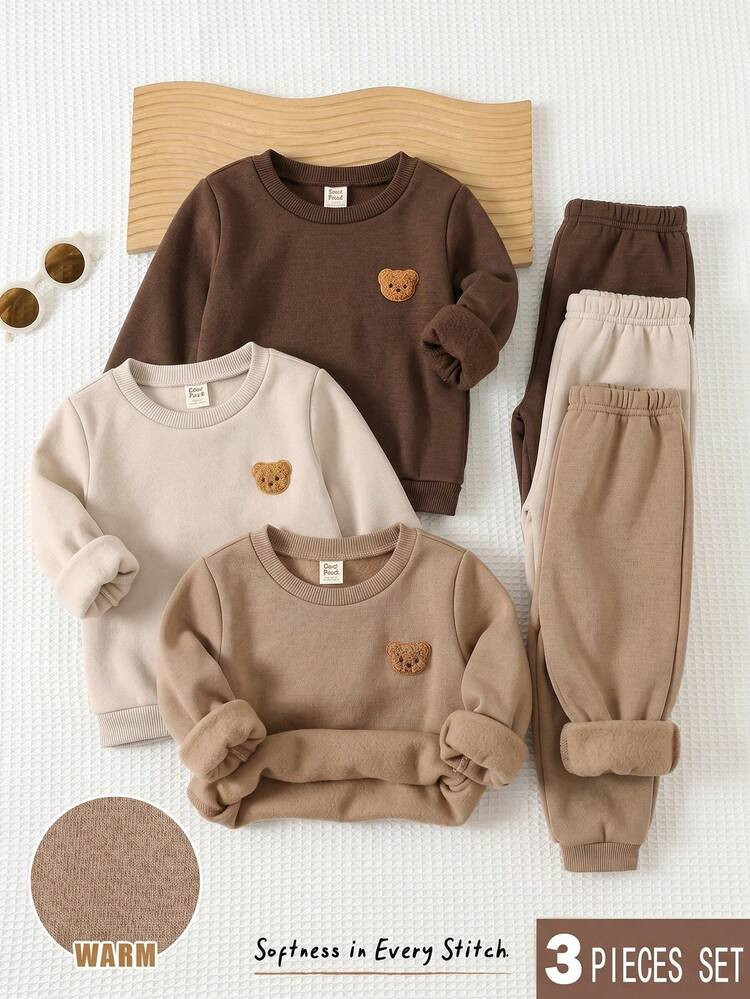 Cozy Pixies Baby Boy Decorative Woven Label Knitted Soft Crew Neck Long Sleeve Pullover Sweatshir... | SHEIN