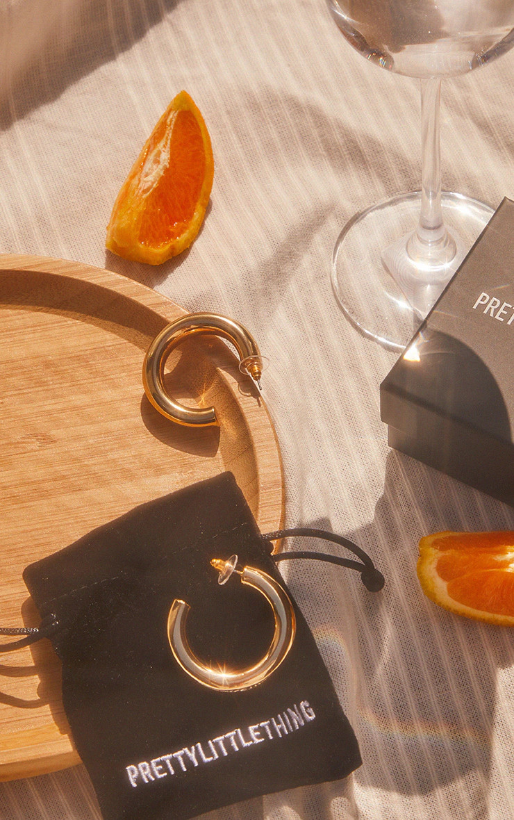 Real Gold Plated Tubular Hoop Earrings | PrettyLittleThing US