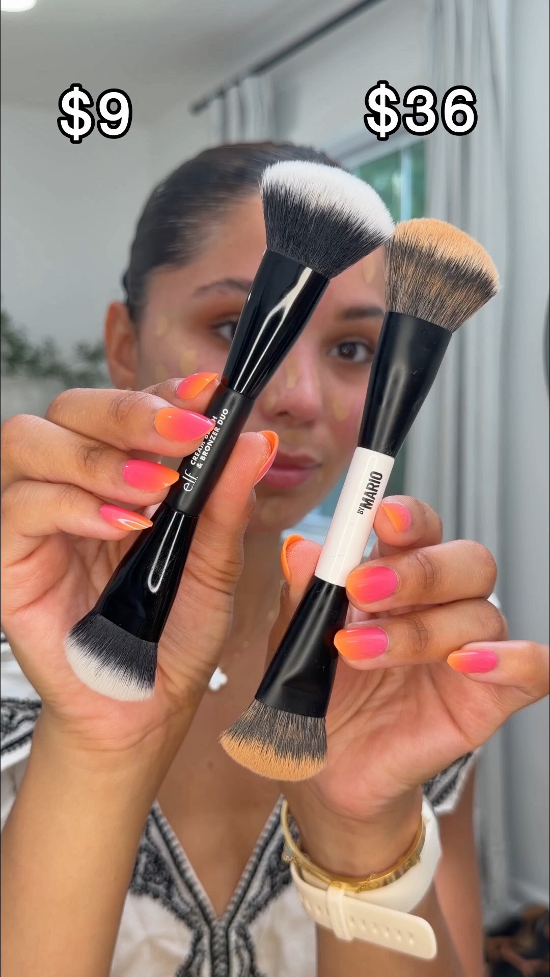 Trying out the new $9 elf cream blush and bronzer brush
