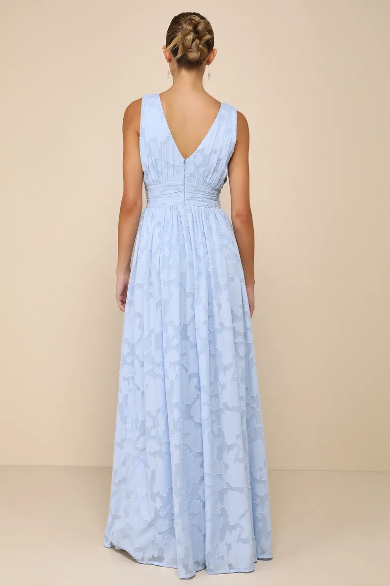 Sweet Sophistication Light Blue Burnout Floral Maxi Dress | Lulus