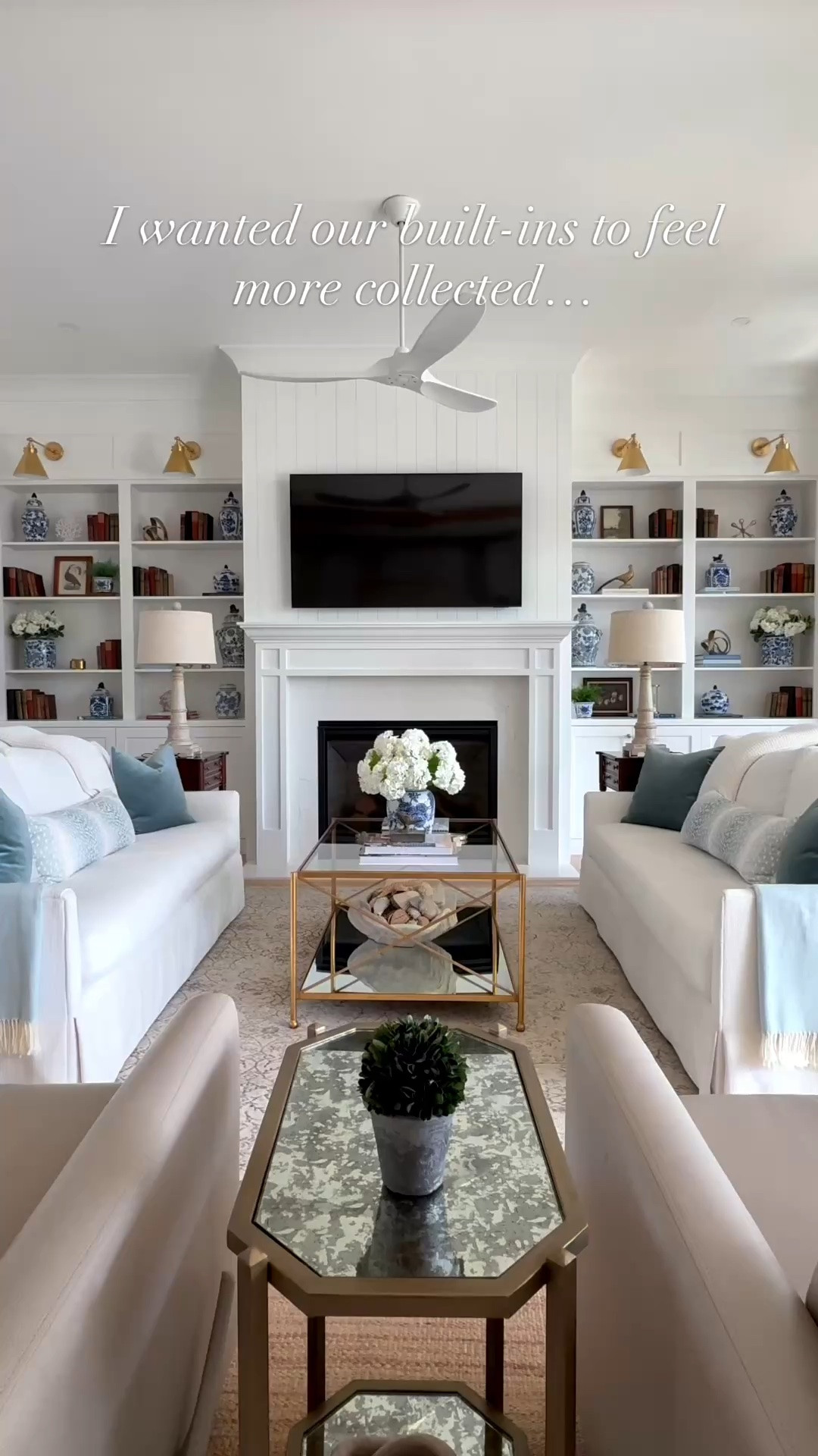 A little shelf refresh to start sharing again 🤍 I spent some time restyling our living room built-ins with pieces I’ve collected over the years—blue-and-white ceramics, coastal touches, books, and a few meaningful family pieces. I linked the pieces I could find, along with similar options, here on LTK. 🐚💙

#LTKHome