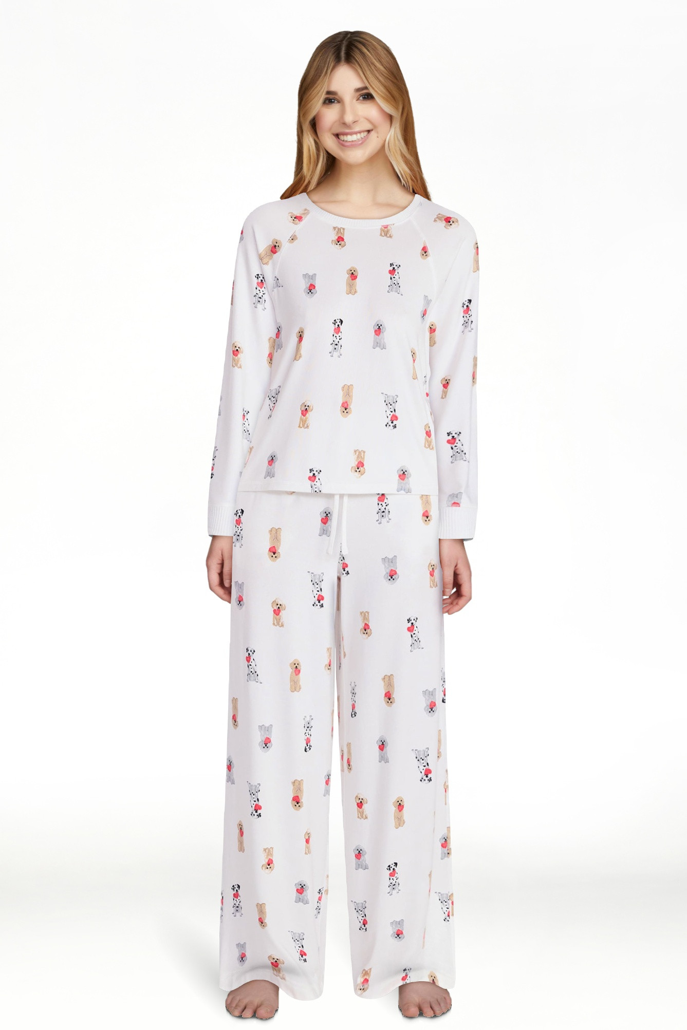 Joyspun Women's Cozy Lounge Collection Hacci Long Sleeve Top and Pants Pajama Set, 2-Piece, Sizes... | Walmart (US)