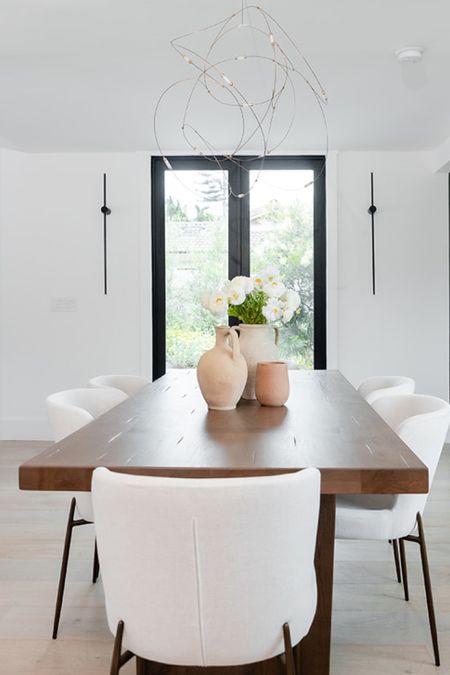 Warm + Modern Dining Room. 

Modern sconces, sculpted upholstered dining chairs, modern pendant, farmhouse inspired dining table, and earthy vessels.

Modern scones, home decor, dining room styling, modern lighting, wood dining table, modern farmhouse dining room, home finds, dining room decor, interior design. 


#LTKstyletip #LTKhome #LTKFind
