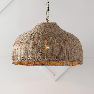 JONATHAN  Y Eliza 20" Rattan/Iron Coastal Bohemian Brown/Brass Gold Rustic Clear glass Dome Mediu... | Lowe's