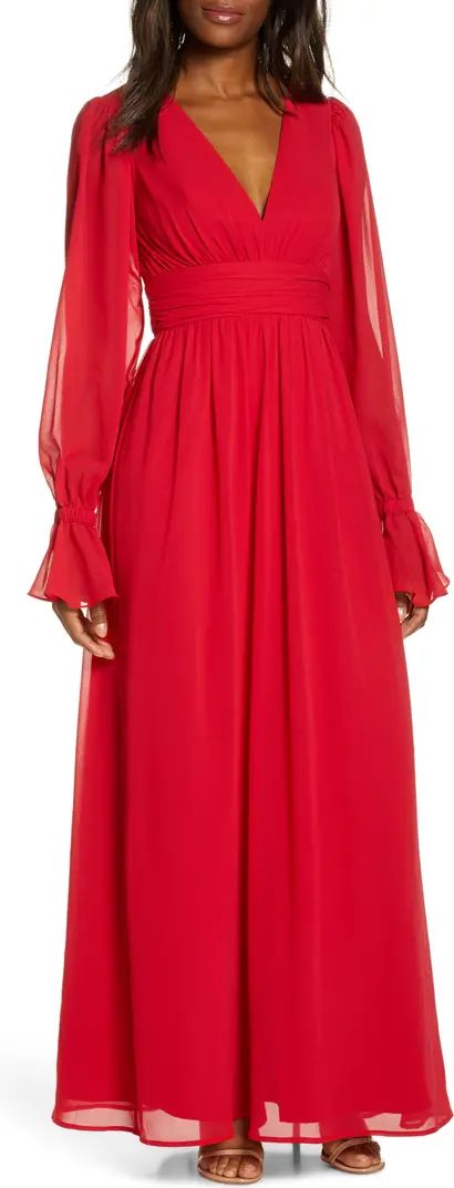 Chi Chi London Yewande Long Sleeve Chiffon Gown | Nordstrom | Nordstrom