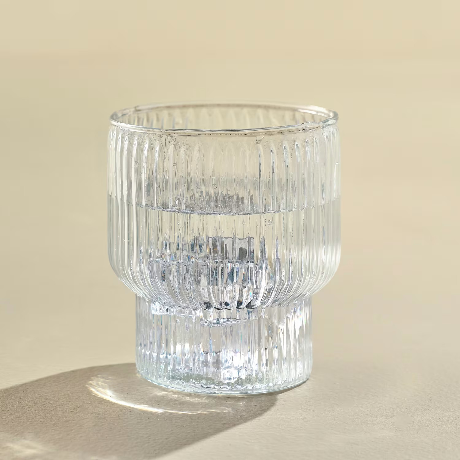 Atlas Ribbed Stacking Glass Tumbler | Magnolia