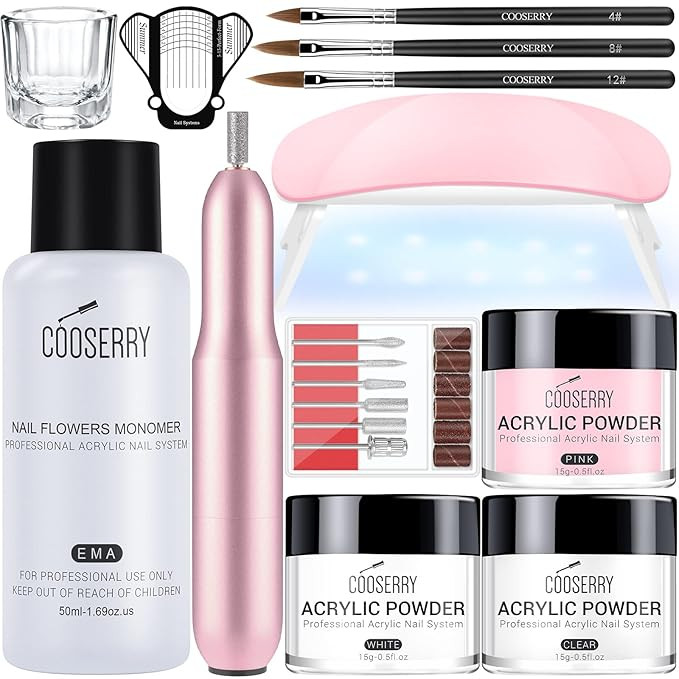 Cooserry Acrylic Nail Kit with Drill and UV Light - UV LED Nail Lamp and Acrylic Nail Drill for B... | Amazon (US)